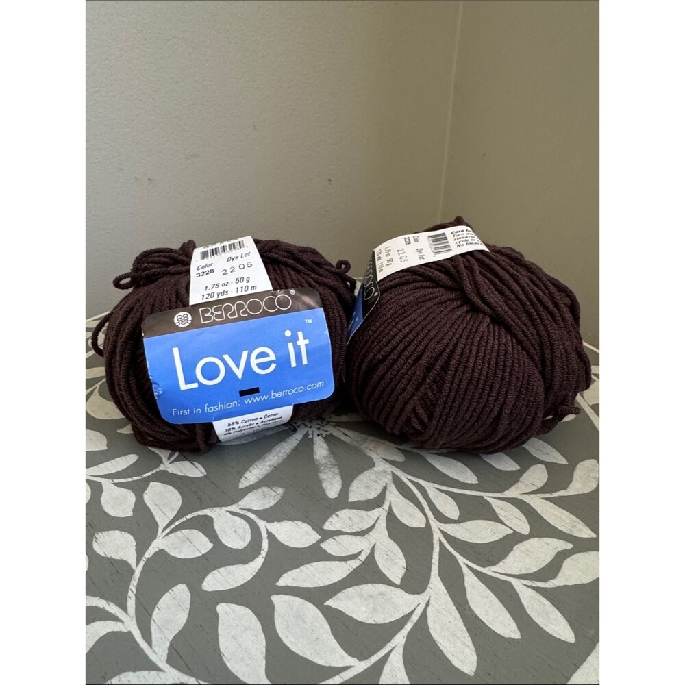 Berroco 'Love It' Cotton Yarn - Dark Brown (2 Balls)